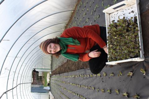 Das Bild zeigt die Auszubildende Eva beim Pflanzen. Das Bild zeigt die Auszubildende Eva beim Pflanzen.